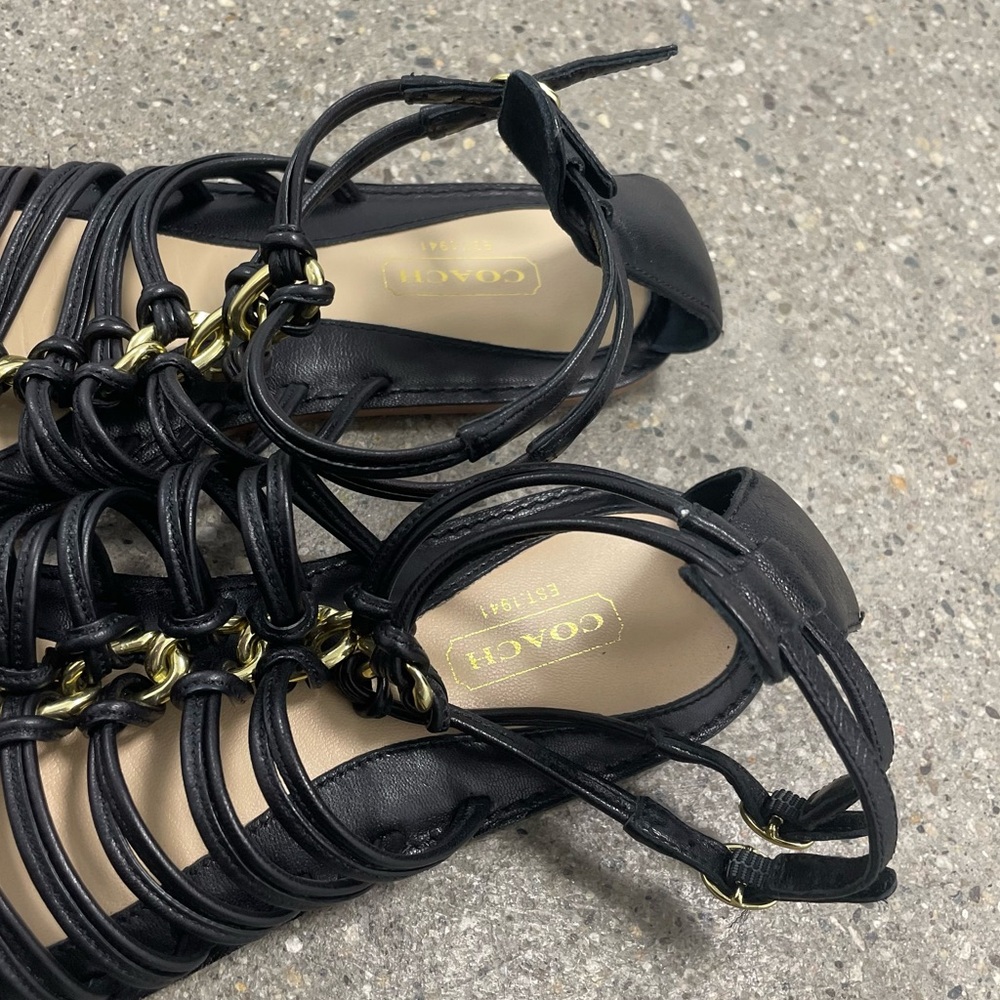Coach Gillian Black Leather Womens gladiator Sandals Size 7.5 - Picture 3 of 16